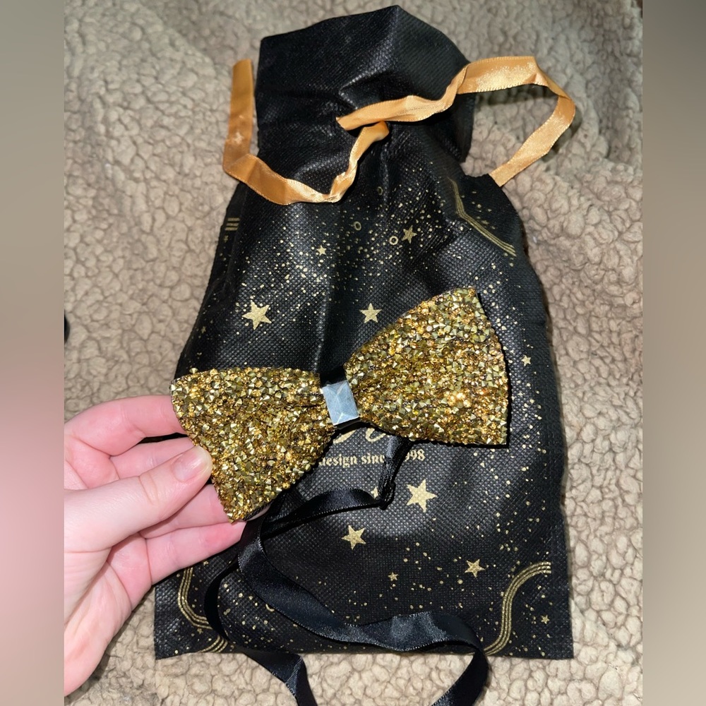 Brand new golden rhinestone bow tie!